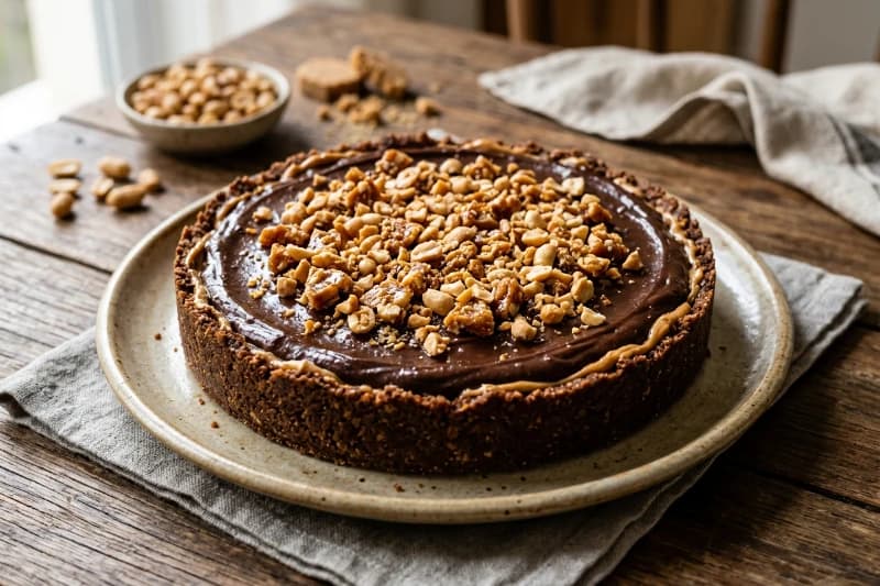 Torta Cremosa de Chocolate com Amendoim e Paçoca