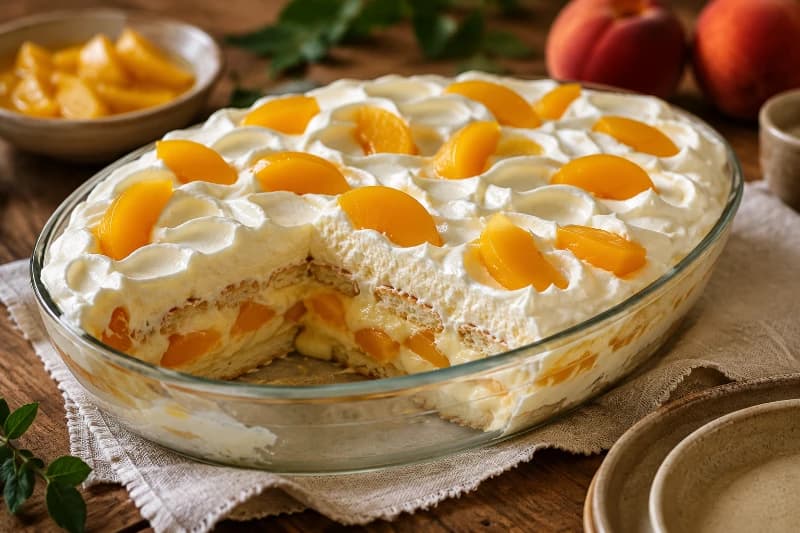 Pavê de Pêssego Clássico