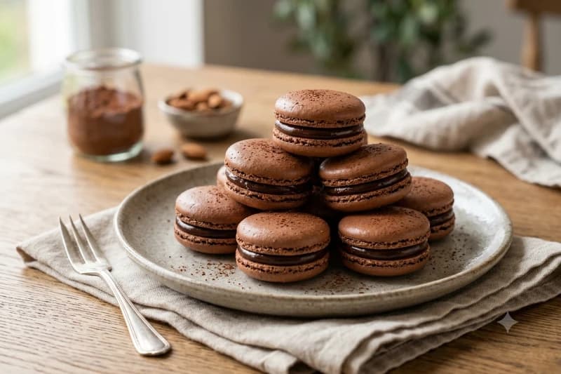Macarons de Chocolate com Ganache