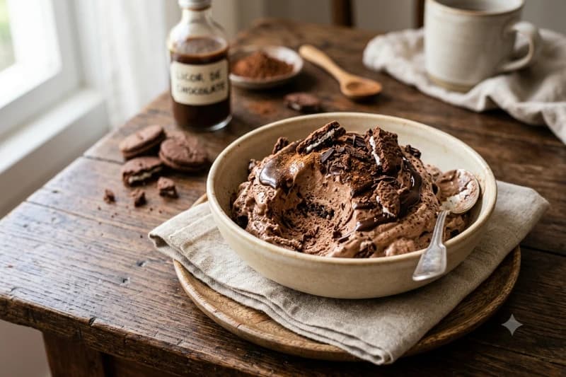 Gelado de Biscoito Cremoso com Licor de Chocolate