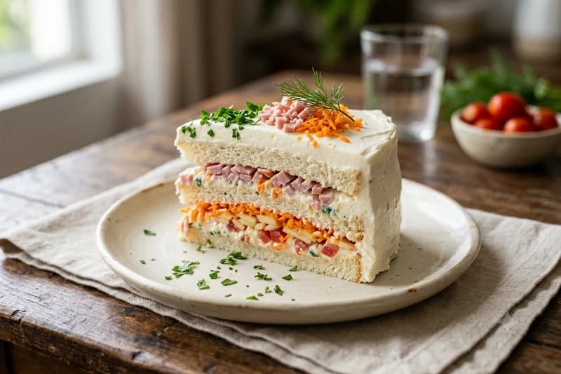 Torta Fria Salgada com Creme de Queijo