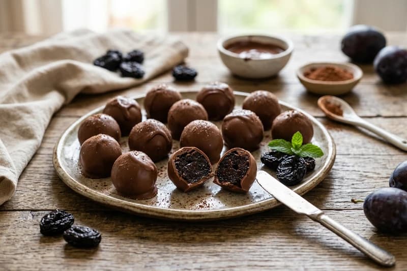 Bombom de Ameixa Preta com Chocolate ao Leite