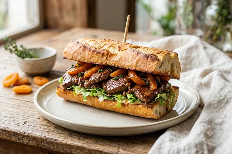 Sanduíche de Filé Mignon com Damasco