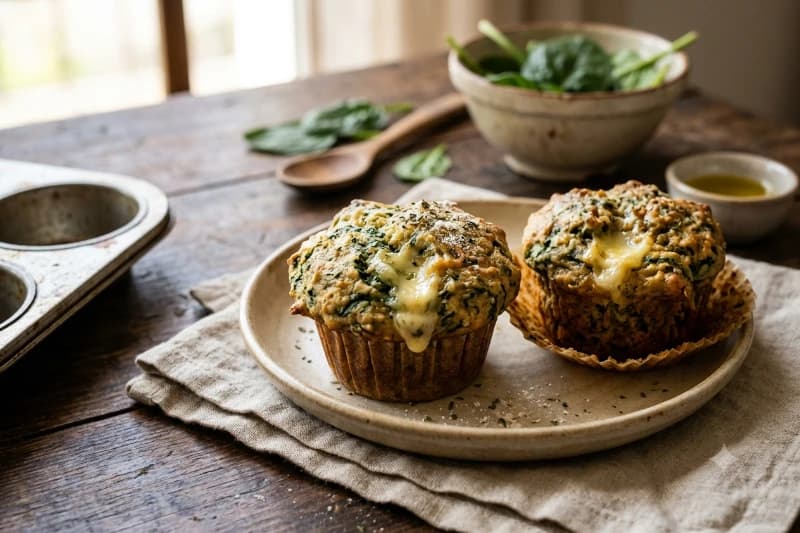 Muffin de Espinafre com Queijo Prato
