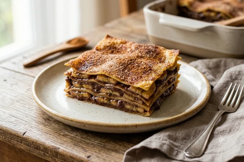Lasanha Doce de Banana com Creme de Chocolate