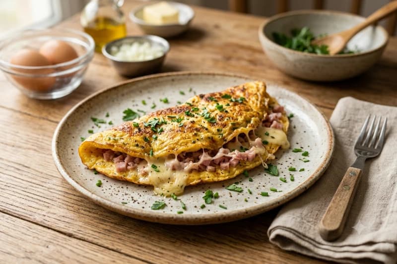 Foto da receita Omelete Recheada com Presunto e Queijo