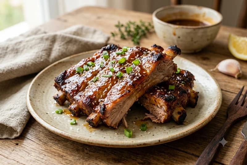 Costelinha de Porco Assada com Molho Agridoce