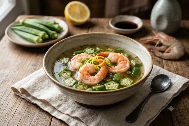 Caldo de Camarão e Quiabo