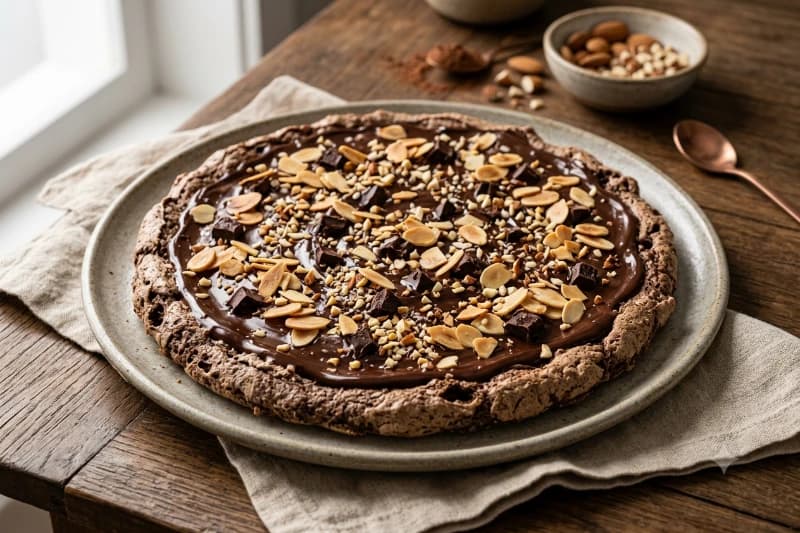 Pizza de Chocolate com Amêndoas