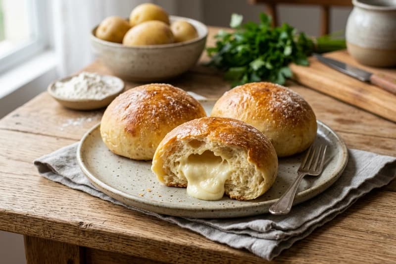 Pão de Batata Recheado com Requeijão