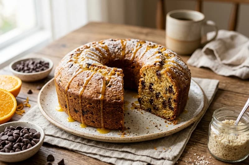 Bolo com Gotas de Chocolate e Laranja