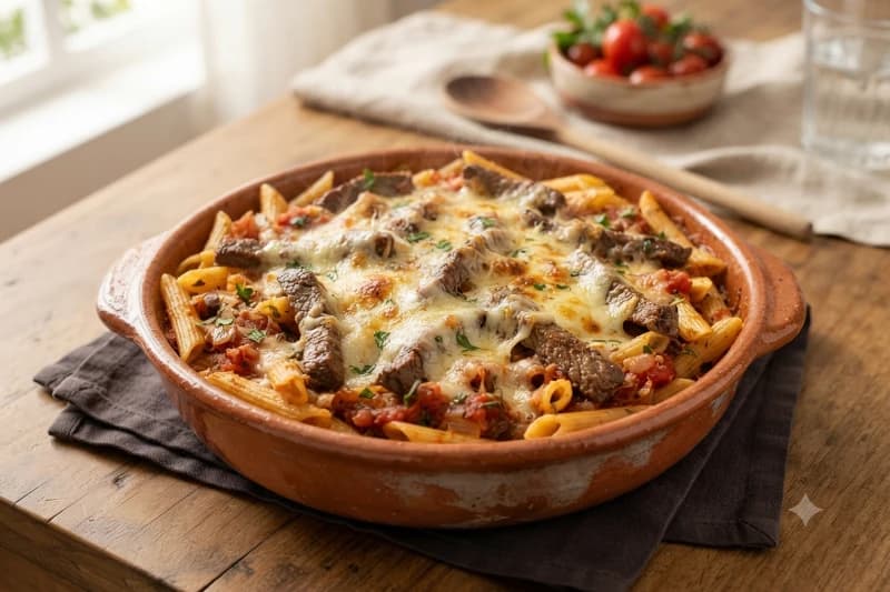 Macarrão de Forno Irresistível com Carne e Provolone