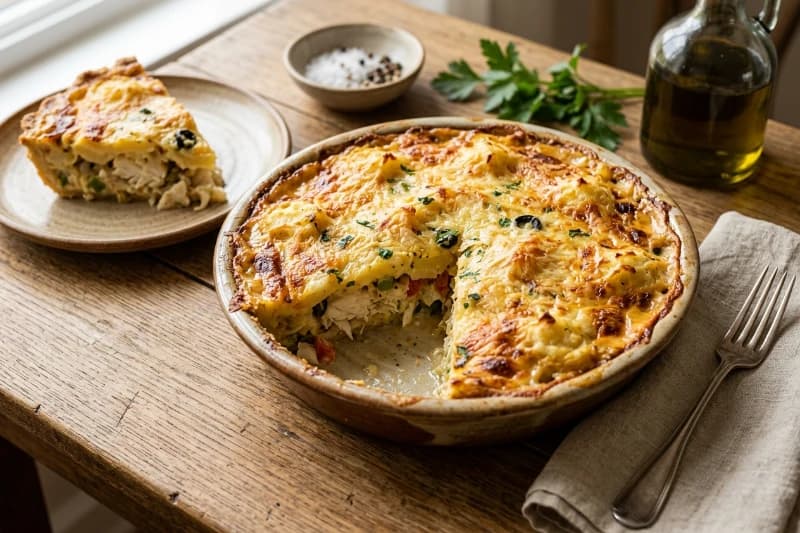 Torta Cremosa de Batata com Bacalhau