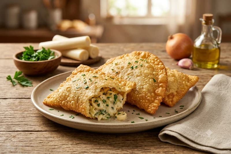 Pastel de Feira Crocante com Recheio Cremoso de Palmito