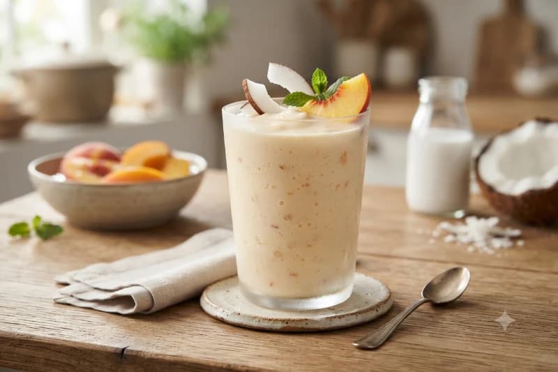 Batida Cremosa de Pêssego com Coco