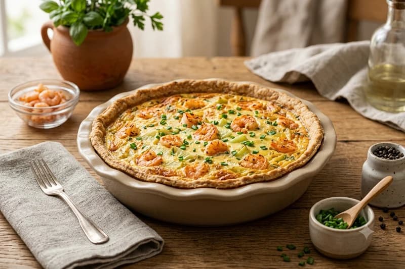 Quiche de Chuchu com Camarão