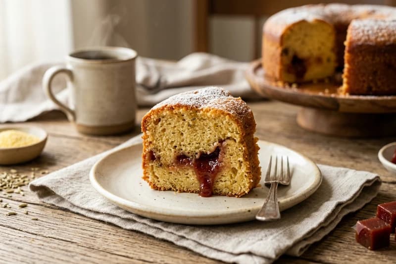 Bolo de Fubá Fofinho com Goiabada
