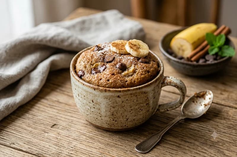 Bolo de Banana de Caneca Fofinho e Rápido