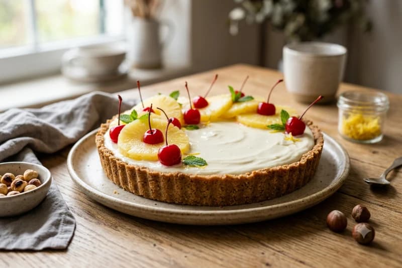 Tarte de Queijo Fresco com Base de Biscoito