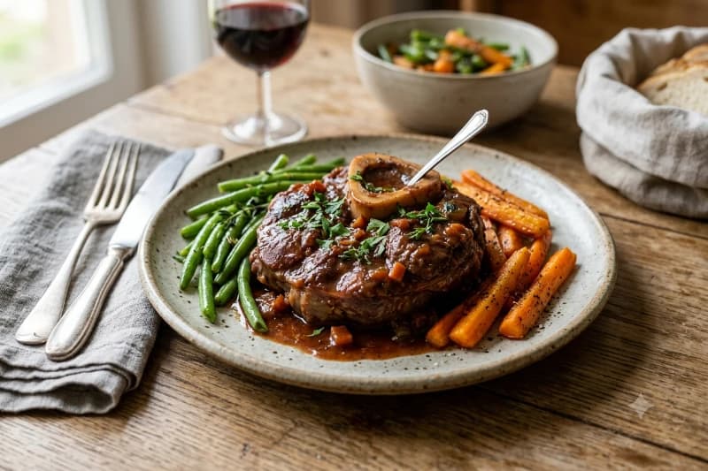 Ossobuco ao Vinho Tinto com Vagem