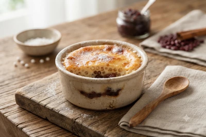 Pudim Chinês de Tapioca com Pasta de Feijão Vermelho