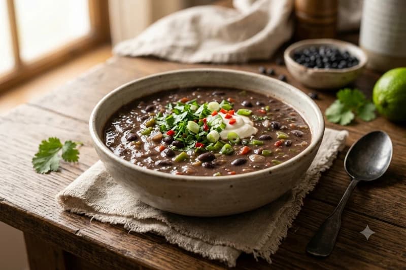 Sopa de Feijão Preto Caseira e Cremosa
