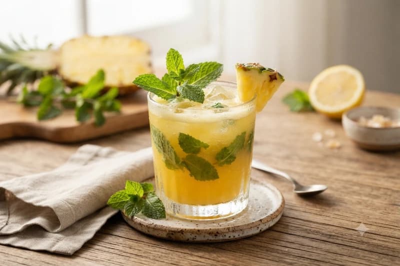 Suco Fresh de Abacaxi com Hortelã
