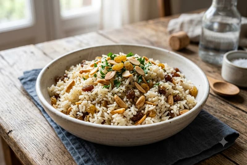 Arroz com Amêndoas e Passas