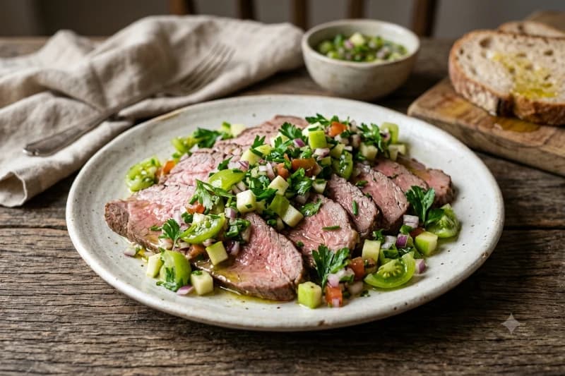 Carne Fria com Vinagrete Verde