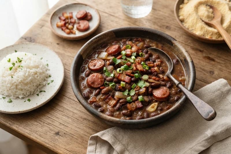 Feijão Refogado com Bacon e Linguiça