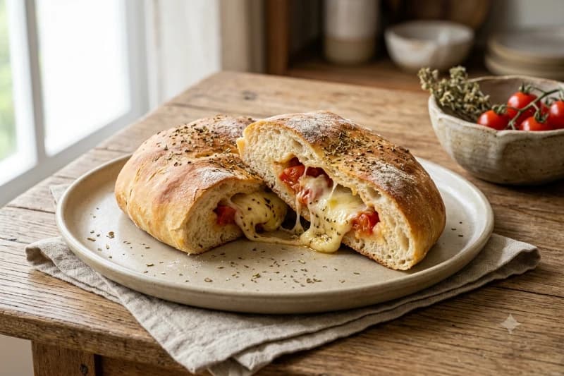 Pão Caseiro Recheado com Pizza