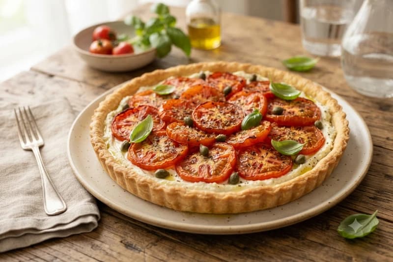 Torta Provençal de Tomates com Ricota e Manjericão