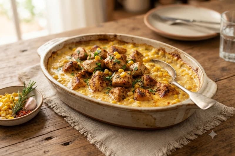 Frango Assado com Creme de Milho Verde