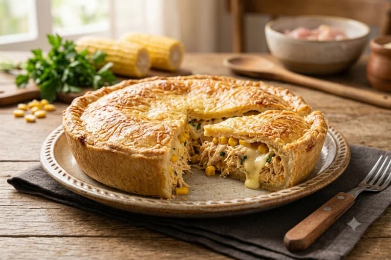 Torta de Frango Cremosa Simples e Rápida