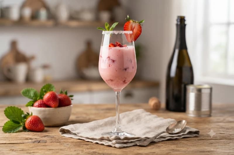 Batida Cremosa de Morango com Champagne