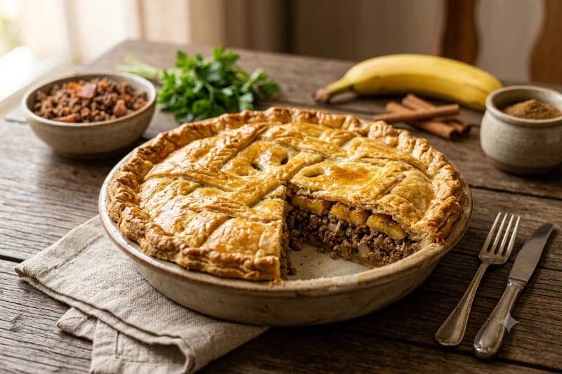 Empadão de Carne Moída com Banana