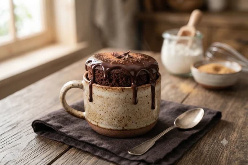 Bolo de Caneca de Chocolate no Micro-ondas