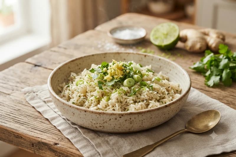Arroz Aromático com Limão e Gengibre