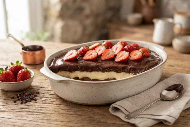 Doce Cremoso de Morango com Chocolate