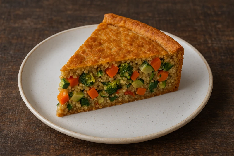 Receita de Torta de legumes e quinua sem glúten e sem lactose