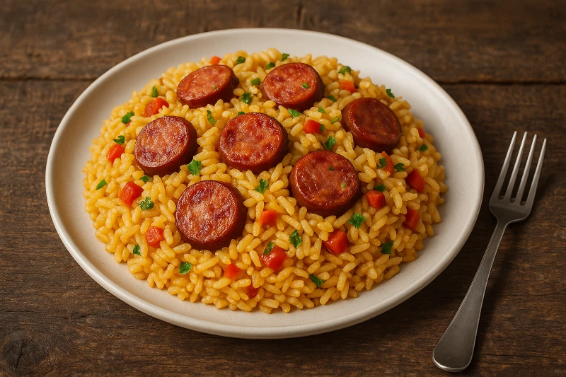 Receita de Arroz com linguiça